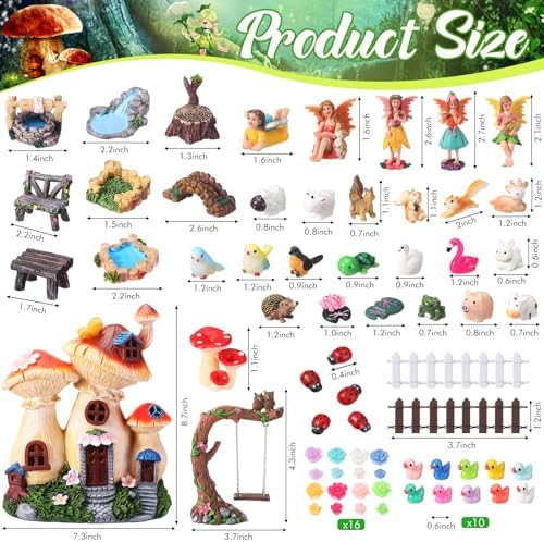 HyDren 100 Pcs Mushroom House Fairies Miniatures Figures Garden Accessories - Image 4