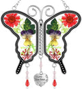 KY&BOSAM Butterfly Suncatcher I Love You Sister Stained Glass Panels Hangings for Windows Suncatchers Pressed Real Flower Wing in Glass Dream Catchers Birthday Mother`s Day Wind Chimes by KYBOSAM