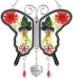 KY&BOSAM Butterfly Suncatcher I Love You Sister Stained Glass Panels Hangings for Windows Suncatchers Pressed Real Flower Wing in Glass Dream Catchers Birthday Mother`s Day Wind Chimes by KYBOSAM