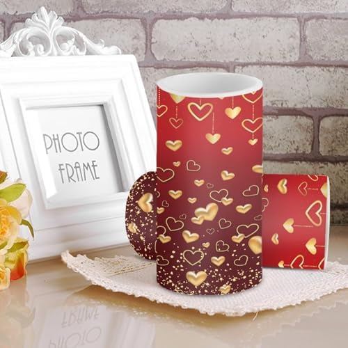 Flameless Candles Bulk Set of 2 Valentines Day Golden Heart Battery Operated Candles with Remote Timer LED Pillar Lights for Home Banquet Dining Table Decoration - Image 3