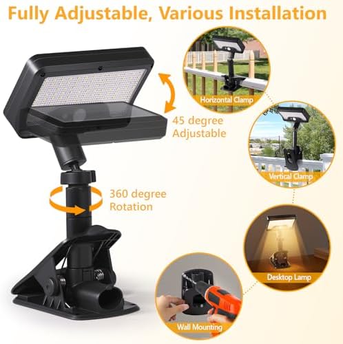 Clip On Solar Motion Lights Outdoor,360°Rotatable Fence Lights(2Pack,3000K) - Image 2