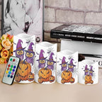 Pumpkin Lantern Owl Flameless Candles with Remote Color Changing Pillar Candles Battery Operated Tea Light for Halloween Party Decor Led Electric Candles Outdoor Home Decorations - Image 4
