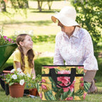 Cactus Pink Floral Garden Tool Bag with Hard Bottom and 10 Pockets - Image 6