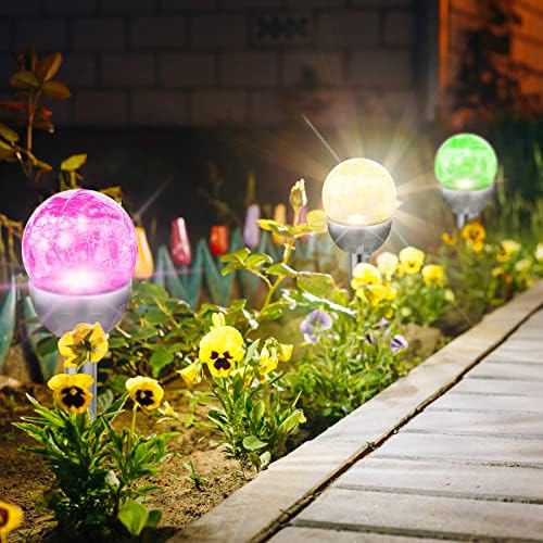BBTO 12 Pcs Crackle Glass Solar Outdoor Lights 7 Color Changing LED - Image 5