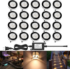 Led Deck Lights Outdoor Waterproof Low Voltage Stainless Steel 1W Outdoor Yard Garden Decoration Lamps Landscape Pathway Patio Step Stairs LED In-ground Lights Black Border(20pcs, Warm White) by QACALEDOutdoorRecessedDeckLightingKits
