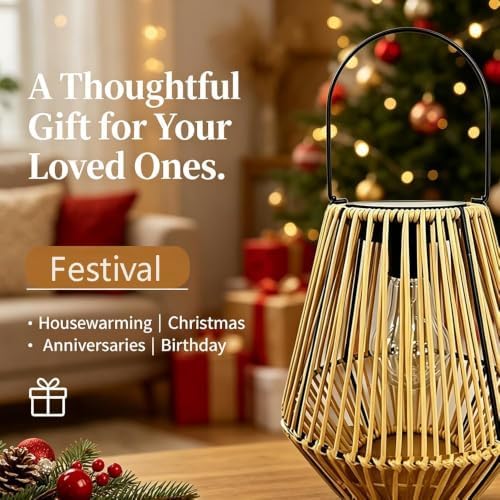 Handwoven Rattan Solar Lanterns, Waterproof Outdoor Hanging Solar Lanterns with Handles, Boho Ambient Lights for Garden, Patio, Yard, Porch, Pathway & Table Decor (2) - Image 6