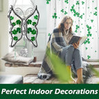 KY&BOSAM St Patrick's Day Shamrock Butterfly Suncatchers I Love You Dad Gifts Ornament Glass Irish for Windows Hanging Wind Chiem with Real Flower Wings Brithday Gifts for Dad Father`s Day Christmas - Image 6
