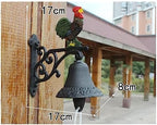 Rustic Door Bell Vintage Decorative Bell Dinner Bell Shaking Bell Hanging Bell, Cast Iron Wall Bell Retro Chicken Hand Bell Doorbell, Heavy Duty Metal Bell for Indoor Outdoor Garden Yard Farmhouse - Image 2
