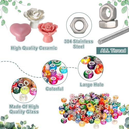 Tigeen 236 Pcs Garden Stake DIY Fairy Wand Plant Stake, Ceramic Rose Heart - Image 4