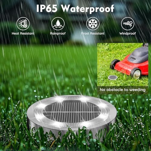 Solar Ground Lights Outdoor, 12 Pack Solar Lights Outdoor Waterproof White - Image 2