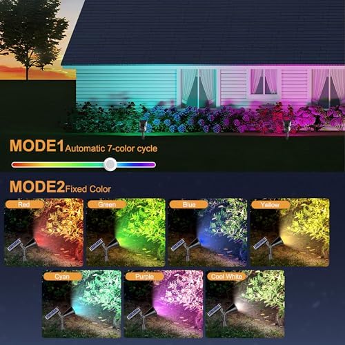 Solar Lights Outdoor Waterproof Spot Lights, Multicolor 4 Pack - Image 2