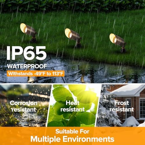LUTEC Solid Brass Low Voltage Landscape Lighting, 12V Heavy Duty Waterproof Landscape Spotlights, Adjustable Bronze Uplights Outdoor Fixtures for Garden Yard Pathway Tree Without Bulb, 6 Pack - Image 7