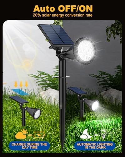Solar Spot Lights Outdoor, 8 Pack Outdoor Solar Lights for Yard, 4 Lighting Mode Solar Landscape Spotlights with Auto On/Off, 2-in-1 Waterproof Wall Lights for Garden, Walkway (Cool White) - Image 3