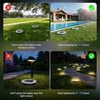 Peasur 5.18inch Solar Ground Lights Outdoor,12LED 3CCT 2Brightness 1200mAh Battery,IP65 Waterproof and ABS One-Piece Anti-Rust Housing Garden Lights for Pathway Lawn Yard Driveway Landscape 6 Pack - Image 6
