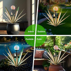 2Pack Metal Agave Rustic Sculpture Yard Decor with Solar Mosaic Light, 21Inches Height Hand Painted Metal Tequila Garden Statue Green - Image 4