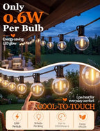 50FT G40 LED Outdoor String Lights, 50+2 Shatterproof Bulbs, Black Wire - Image 4