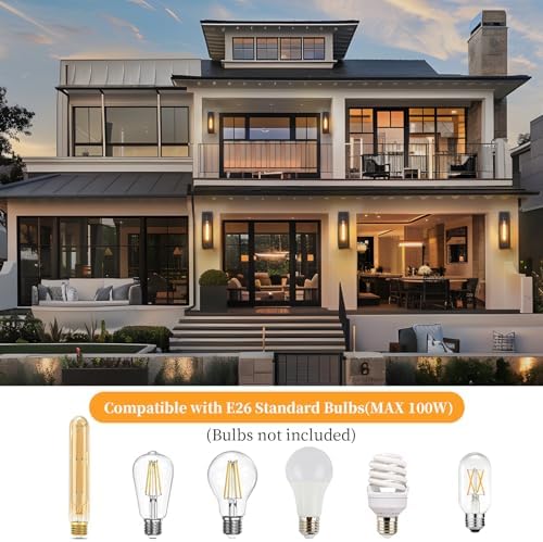 16" Large Outdoor Porch Lights Wall Mount 2-Pack, Matte Black - Image 7