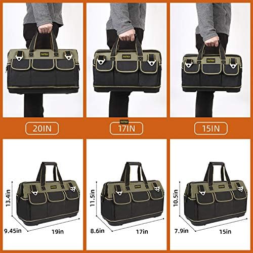 FASTECH 20-inch Wide Mouth Tool Bag with Water Proof Molded Base，Wide Mouth Tool Tote Bag,Waterproof Tool Organizer Bag for Men with Adjustable Shoulder Strap (20 inch) - Image 7