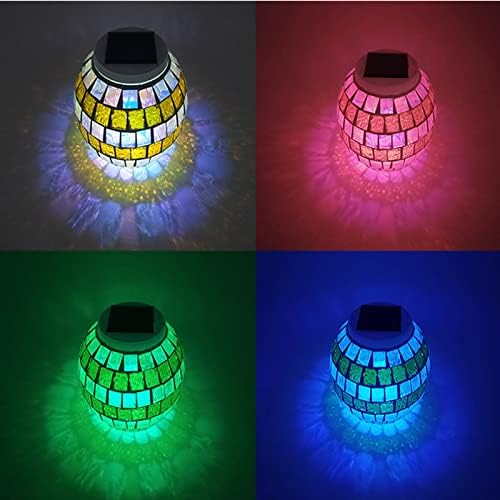 Lxcom Lighting Solar Color Changing Mosaic Lamp Glass 3D Colorful Ball Lights Globe Ball Rechargeable Solar Table Lamp Decorative Waterproof Solar Night Light for Outdoor Indoor Garden Patio Yard - Image 5