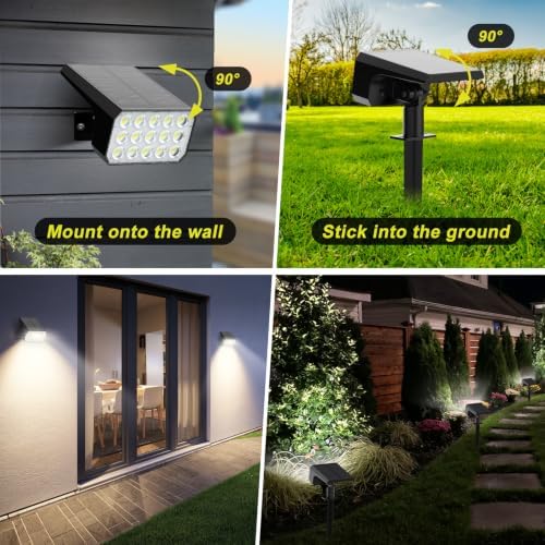 Solar Spot Lights Outdoor Waterproof IP67, [6 Pack/75LED] 2-in-1 Solar Landscaping Spotlights, 4 Lighting Modes Solar Powered Garden Flood Light for Patio Pathway Driveway Yard Pool (Cool White) - Image 4