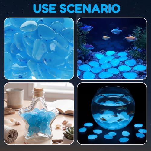 Landical 100 Pcs Large Glow in The Dark Rocks 1.8 Inch Garden Stones,Blue - Image 6