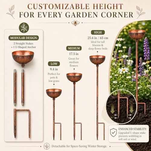Teenyyou 12 Pcs Bee Watering Station for Garden Bee Metal Watering Cups - Image 3