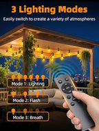 Outdoor Patio String Lights: S14 Shatterproof Bulb Outside Waterproof Light - 100FT 30M Remote Dimmable Connectable Hanging Outdoor Electric Lighting - Garden Backyard Yard Gazebo Porch Party - Image 2