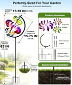 63 in Large Wind Spinners Outdoor, Rainbow Globe Wind Sculpture, - Image 3