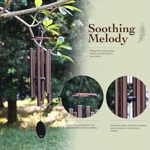 Vanquer Wind Chimes for Outside Deep Tone - 38'' Wind Chimes Outdoor Clearance, Deep Tone, Windchimes Outdoors, Memorial,Wind Spinner, Sympathy Gift, Patio, Home Décor (Bronze) - Image 3