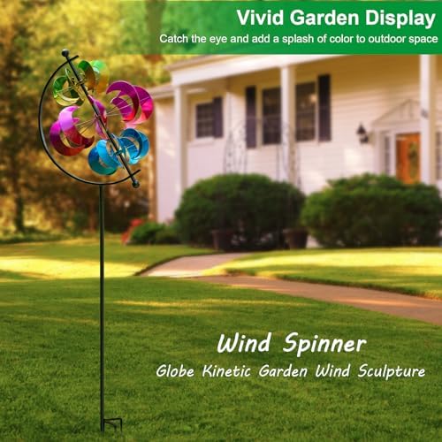 Large Metal Wind Spinner for Garden and Yard – 63 Inch Kinetic Outdoor Sculpture with Dual Direction 360° Spinning Blades – Weather Resistant Moons Yard Art Decor for Patio, Lawn, and Porch - Image 4