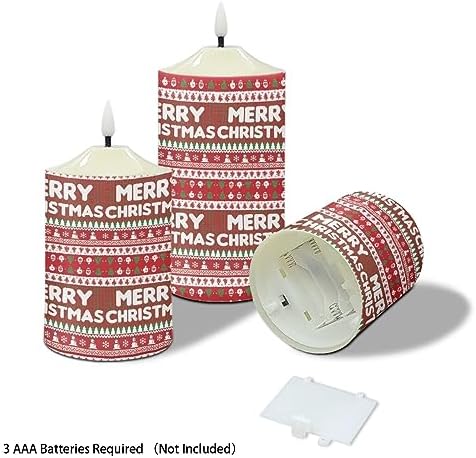 Cozeyat Flameless Candles with Remote Set of 3, Cute Snowflake Snowman Pattern Flickering Electric Candles for Christmas Decoration, Unscented Realistic Bullet Floating Flame Pillar Candles - Image 3