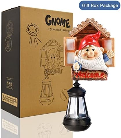 Goodeco Gnome Tree Hugger with Solar Lantern - 10.6" Tree Face Garden Decor - Image 2