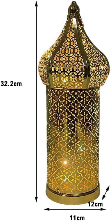 Moroccan Style Vintage Lantern Metal Decorative Table Lamp 12.68" Tall Moroccan Lantern Decorative Candle Holder Lamp for Ramadan Decor Home Living Room Bedroom Garden Yard Weddings Parties 05 - Image 2