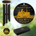Personalized Farmer Memorial Wind Chime – “Farming Heaven’s Fields” Custom Name & Years – Sympathy Gift for Farming Families – Engraved Tractor Remembrance Windchime for Loss of Loved One Décor by AlpadilCo