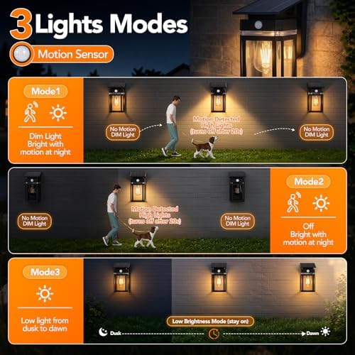 Outdoor Solar Porch Light Motion Sensor 2700K Warm White 2Pack - Image 3