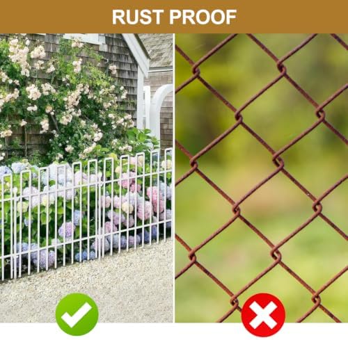 10 Panels No Dig Animal Barrier Fence, 13in(H) x 14ft(L) Garden Edging Border Fencing, Rustproof Metal Decorative Garden Fence, Dog Digging Defense Fencing Barrier for Outdoor, Yard, Patio, White - Image 6