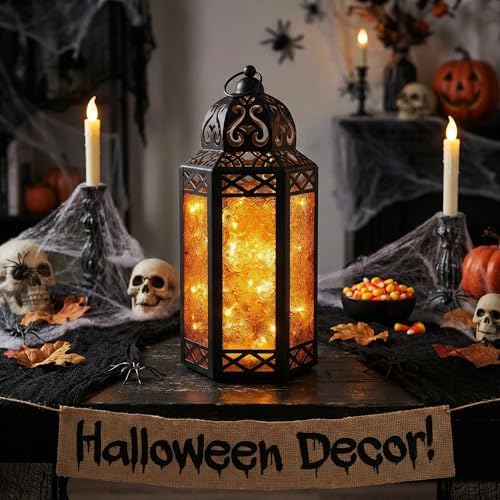 Vela Lanterns Decorative Indoor Fairy Light Halloween Holder, Amber, L - Image 4