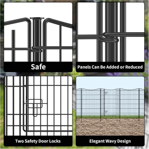 INJOPEXI Decorative Garden Fence 6 Panels 13ft (L)×42in (H) Animal Barrier Fences with 5 Panels + 1 Gate, No Dig Garden Fencing Rustproof Metal Wire Temporary Rabbit Dog Fence for Patio Outdoor Yard - Image 7