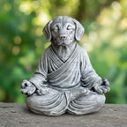 OLOMA Concrete Meditation Dog Statue Heavy Solid Stone Sculpture Weather Resistant Outdoor Indoor Yard Patio Accent Decor Feature Decorative Garden Accent Feature by OLOMA