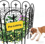 AMAGABELI 8 Panels 32in(H)×10ft(L) Decorative Garden Fence No Dig Rustproof Metal Pre-Linking Fence Panels Garden Edging Border Animal Barrier Fencing for Flower Beds Yard Patio Outdoor Decor Black by AMAGABELI+GARDEN+%26+HOME