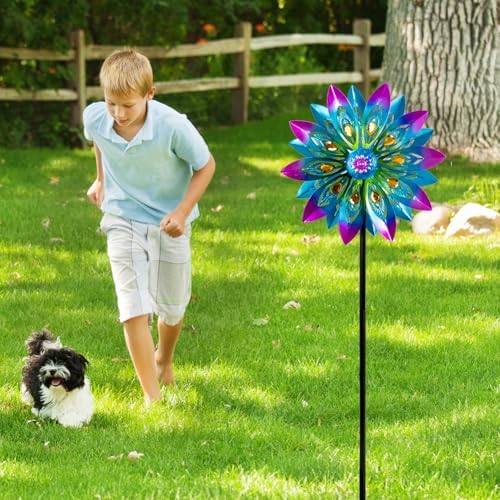 13"Metal Peacock Wind Spinner Outdoor with Stake for Outdoor Decor - Image 6