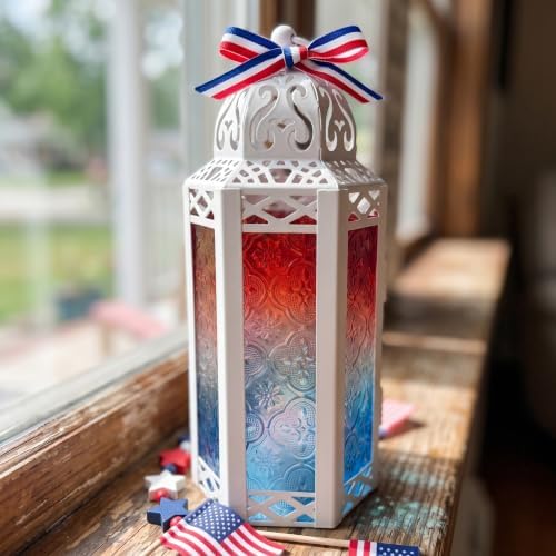 Vela Lanterns Decorative Indoor Candle Holder, Red/White/Blue, M, 2-Pack - Image 3