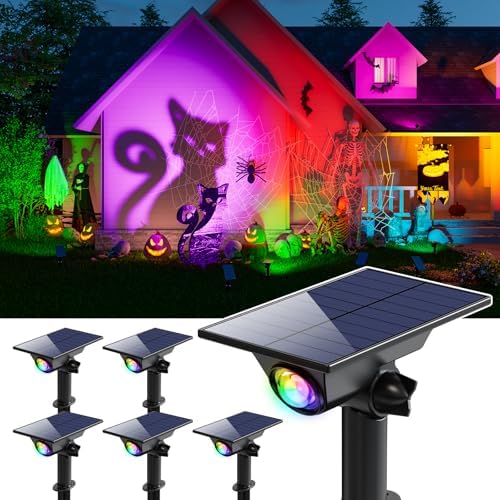 6 Pack Color Changing Solar Power Spot Lights for Halloween Decorations LED by GVSHINE