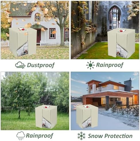 MECCANIXITY Zipper IBC Tote Cover 275 Gallon, 420D Heavy Oxford Waterproof Sunshade Rain Barrel Water Tank Protective Cover for 1000L Outdoor Garden, (39.37 x 47.24 x 45.66 Inch, Beige) - Image 6