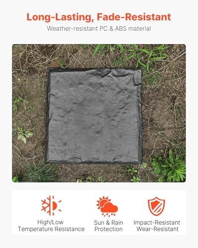 VEVOR Garden Stepping Stones, 16Pcs 15.5 x 15.5 in, Decorative Stepping Stones with Stakes, Weather-Resistant Plastic Pathway Pavers, Smooth Surface, Outdoor Walkway for Lawn Patio Landscape, Grey - Image 2