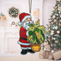 Happy Santa Holding Plant Pot Acrylic Suncatcher by AVAGAN