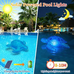 26.5inch Solar Pool Floats Lights,IP68 Waterproof Solar Powered Floating Pool Lights,16RGB Colors Turtle Inflatable Light Up Pool Float for Above Ground Pools,Outdoor Swimming Pool Decorations(1Pc) - Image 2