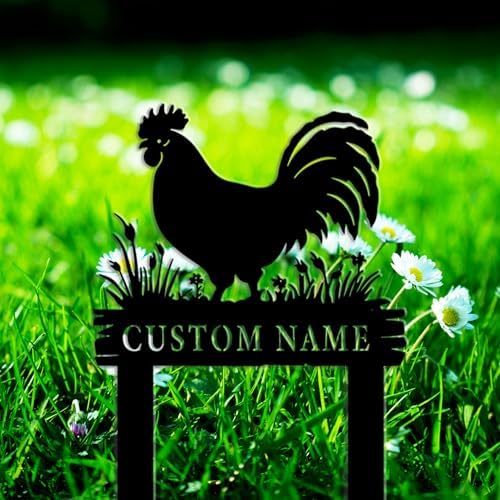Iron Rooster Garden Stake,Personalized Name Plaque Sign,Chicken Coop Sign,Custom Metal Yard Art for Outdoor Decor, Rustproof Lawn Ornament, Farmhouse Insert Sign for Garden & Patio - Image 4