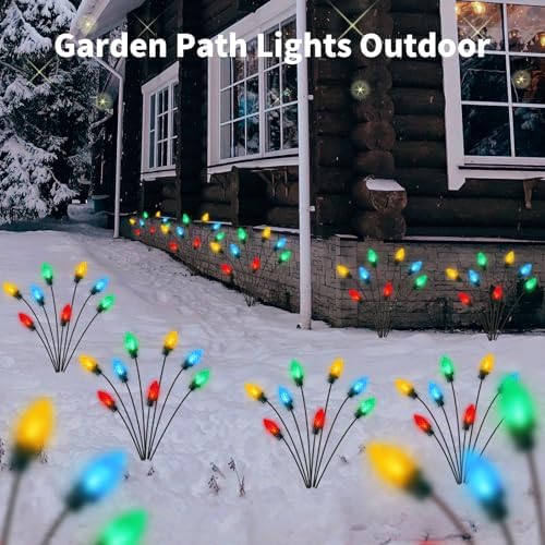 C7 Solar Christmas Decorations Outdoor, Vintage Solar Pathway Stake Lights - Image 6