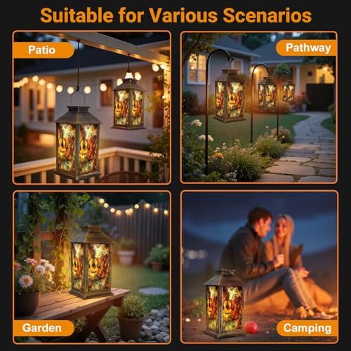 Solar Lantern Outdoor Waterproof Vintage Music Abstract Guitar Violin Colorful Musical Instruments Garden Decor LED Solar Lights Hanging/Tabletop Lamp Gifts for Women Mom for Outside Yard Patio - Image 6